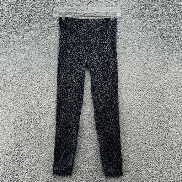 SPANX Pants - Spanx Leggings Navy Blue Gray Leopard Print Seamless Mid Rise Ankle